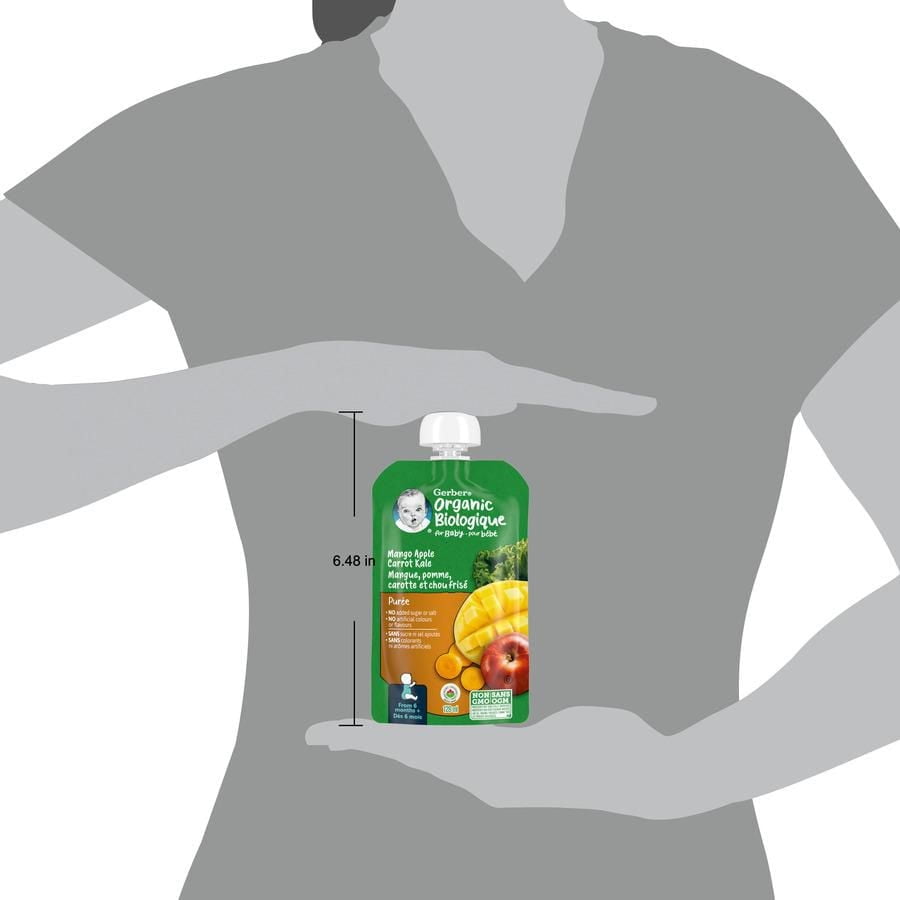 GERBER Organic Purée, Mango Apple Carrot Kale, Baby Food, 128 mL