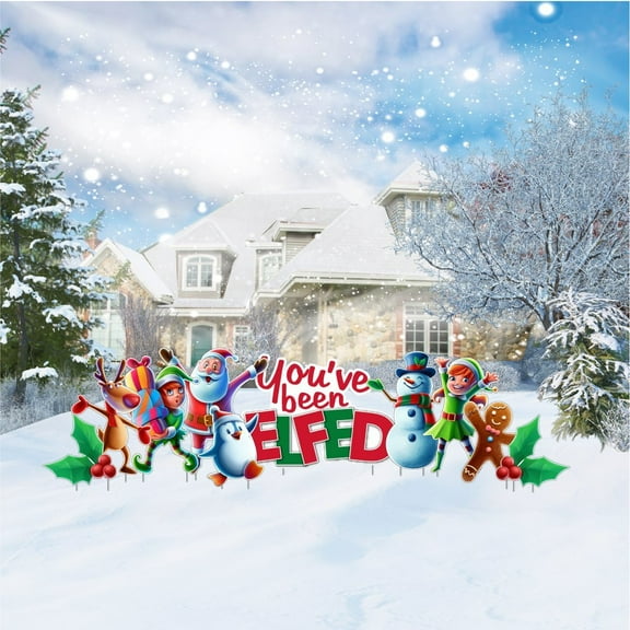 VictoryStore You've Been Elfed Yard Decorations Display, Outdoor Elf Christmas Decor 10 PC SET (19679)