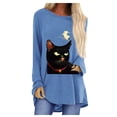 thumbnail image 1 of Mode Femme Décontractée Imprimé Col Rond T-shirt Manches Longues Ample Blouse Chandail, 1 of 1