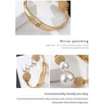 thumbnail image 3 of 14K Plated Gold Big Pearl Clasp Cuff Bracelets Asymmetric Broadside Ball Handcuffs Wrist Bangle for Women Girls Simple Fashion Jewelry, 3 of 14
