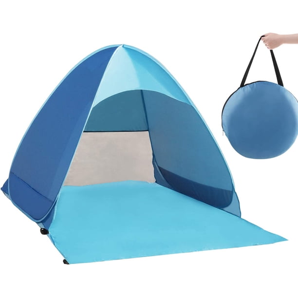Tienda de campaña con protección UV, refugio de playa con protección solar UPF 50+ UV para 2-3 personas, tienda de playa instantánea portátil emergente, incluye bolsa de transporte y estacas JFHHH pequeña