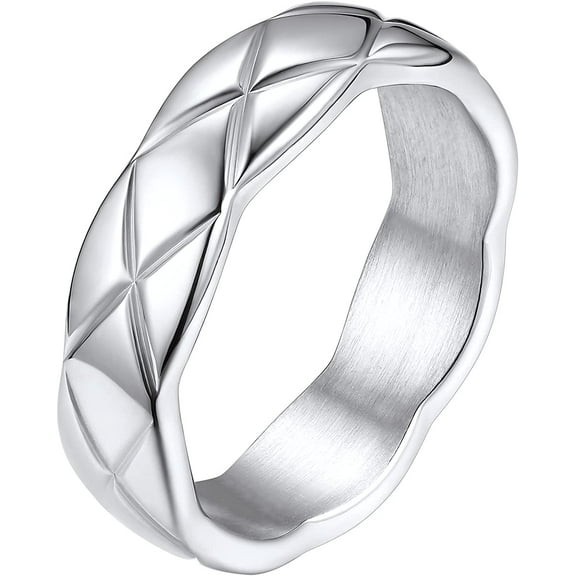 FindChic Crossover Band Rings for Men Women Stainless Steel Rings for Him 6mm/9mm Wide Size 7-12 Crossover Wedding Knucle Finger Ring Engagement Promise Rings Valentine's Birthday Day Gift