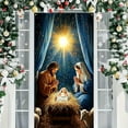 thumbnail image 4 of Christmas Door Cover Decorationes Jesus Nativity Scene Christmas Fabric Door Decoration Hanging Front Door Banner Party Backdrop Photo Background Winter Holiday New Year Xmas Home Party Decor, 4 of 9