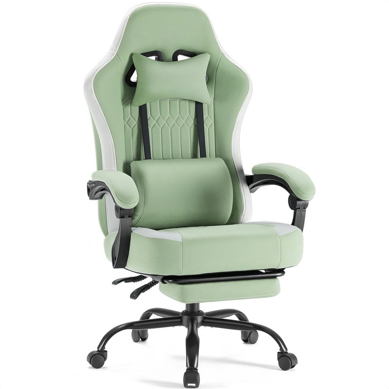 Kelno Ergonomic Gaming Chair with Footrest Lumbar Support Adjustable High Back Swivel Office Chair, Green
