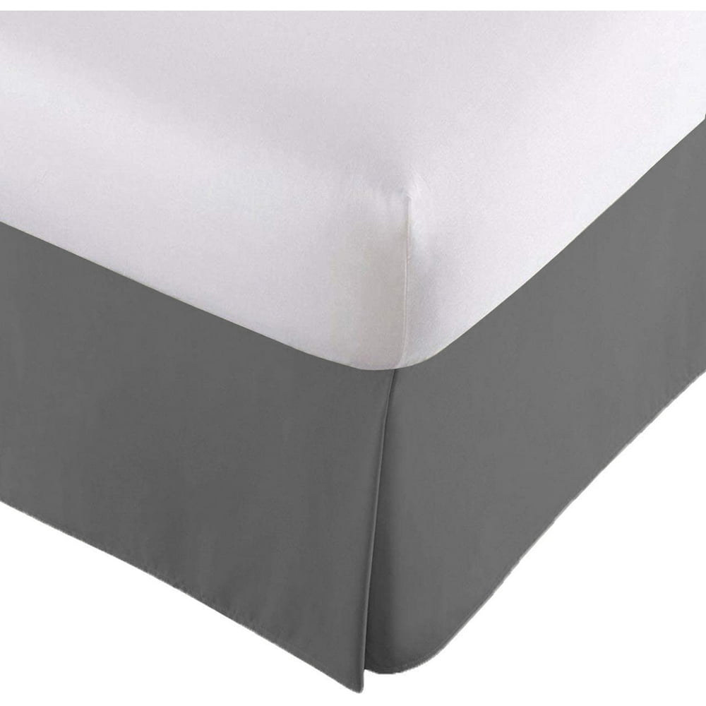 Bed Skirt (Full, Grey) Classic Tailored Hotel Quality Long Staple