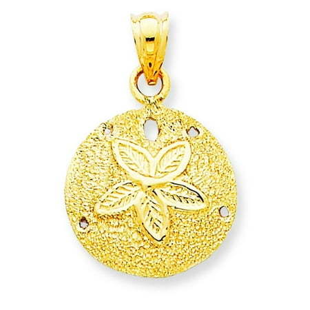 14K Gold Polished Laser-Cut Sand Dollar Pendant