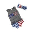 thumbnail image 5 of aturustex Toddler Baby Girl 1st of July Outfit Kids Tassels Tank Tops Flare Pants Hairband Set USA Independence Day American Flag Clothes, 5 of 7