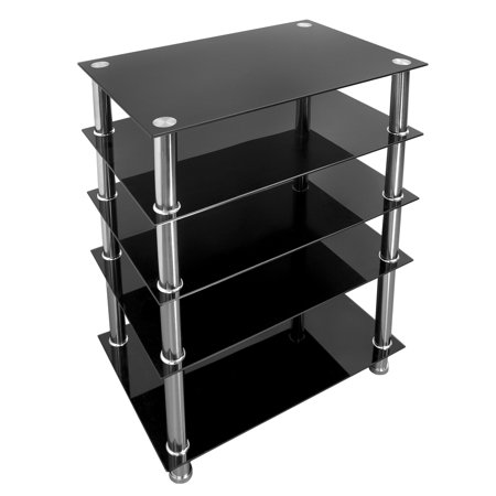 UPC: 0818103029077 | Mount-It! A/V Five-Tier Media Component Shelves | Tempered Glass
