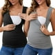 thumbnail image 1 of Camisetas sin mangas básicas de maternidad con fruncido cruzado para el Día de la Madre, paquete de 2, para mujeres, en negro y gris, talla mediana., 1 of 6