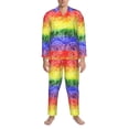 thumbnail image 3 of Fotbe Colorful Tie Dye Pijama de Hombre con Estampado de Manga Larga, Conjunto de 2 Piezas, Ropa de Dormir Suave y Cómoda con Bolsillos-Large, 3 of 7