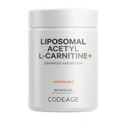 Codeage Liposomal Acetyl-L-Carnitine 500mg Supplement, 3-Month Supply, Liposomal ALC, Non-GMO, 90 ct