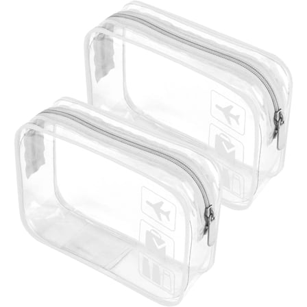 2 Pcs Airport Security Liquids Bags, Clear Travel Toiletries Bag, Clear Toiletry Bag Carry On Liquid Bag Clear Shower Bag for Travel Accessories Wash Bag for Travelling and Holiday,