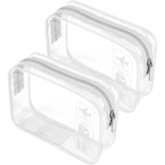 2 Pcs Airport Security Liquids Bags, Clear Travel Toiletries Bag, Clear Toiletry Bag Carry On Liquid Bag Clear Shower Bag for Travel Accessories Wash Bag for Travelling and Holiday,