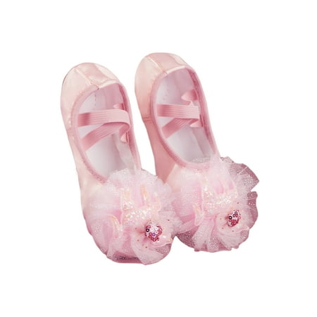 

SIMANLAN Kids Ballet Shoes Split Sole Dance Slippers Slip On Dancing Shoe Girls Non-slip Flats Girl Bowknot Pink 13C