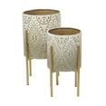 thumbnail image 6 of DecMode 23", 19"H Cream Metal Moroccan Planter with Removable Stand (2 Count), 6 of 9