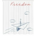 thumbnail image 3 of Ambesonne Adventure Shower Curtain, Paper Plane Sketch, 69"Wx70"L, Bluegrey Red White, 3 of 3
