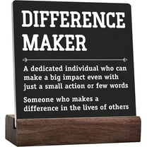 Difference Maker Thank You Gifts Office Decor Funny Inspirational Desk Decor Coworker Gifts For Women Men Teacher Boss Day Retirement Rustic Ceramic Table Sign For Tabletop Office Bookshelf Black