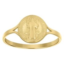 10kt 10k Yellow Gold Womens Textured Saint Benedict Religious Ring