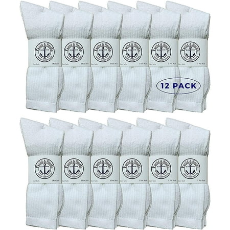 

SOCKS NBULK Wholesale Bulk Womens Crew Socks Cotton Sport Athletic Socks - Size 9-11 (White 12)