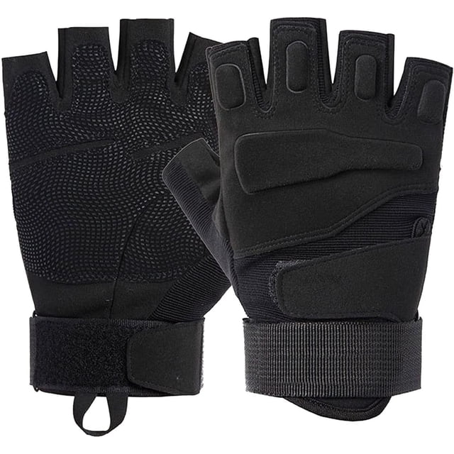 Guantes Tácticos,Medios Dedos con Protección de Conjuntas,Guantes sin Dedos,Guantes Motociclista Tipo Militar,Guantes Ciclismo protección de Golpes. Negro,marró,Verde