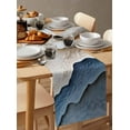 thumbnail image 6 of Abstract Blue Beige Table Runner-Cotton Linen- 90 Inch Holiday Dresser Scarves, Beach Sand Waves Ocean Geometric Tablerunner for Kitchen Coffee/Dining Bedroom Living Room Dinner Scarf Décor 13x90, 6 of 9