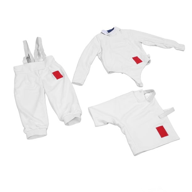 NFTIGB Traje de Uniforme Deportivo de Esgrima Infantil Ajustable Transpirable Protección Completa CE350N Conjunto de Chaqueta Chaleco y Pantalones para Entrenamiento Talla 46
