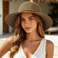 thumbnail image 2 of Women Wide Brim Woven Sun Hat With Braided Strap Decor Fold‑able Portable UV Protection Beach Hat Outdoor Travel Vacation Sun‑Shade Head‑Accessory, 2 of 8