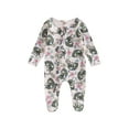 thumbnail image 1 of Bagilaanoe Newborn Baby Girl Boys Footed Jumpsuit Print Long Sleeve Bodysuit 3M 6M 12M 18M Infant One Piece Romper, 1 of 9