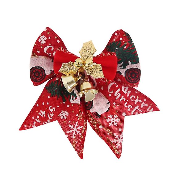 Bell Feuilles Décor Noël Imprimé sur le Thème de Noël Arc Arbre de Noël Couronne Mini Bowkont Pendentif Partie Fournitures Qinhai