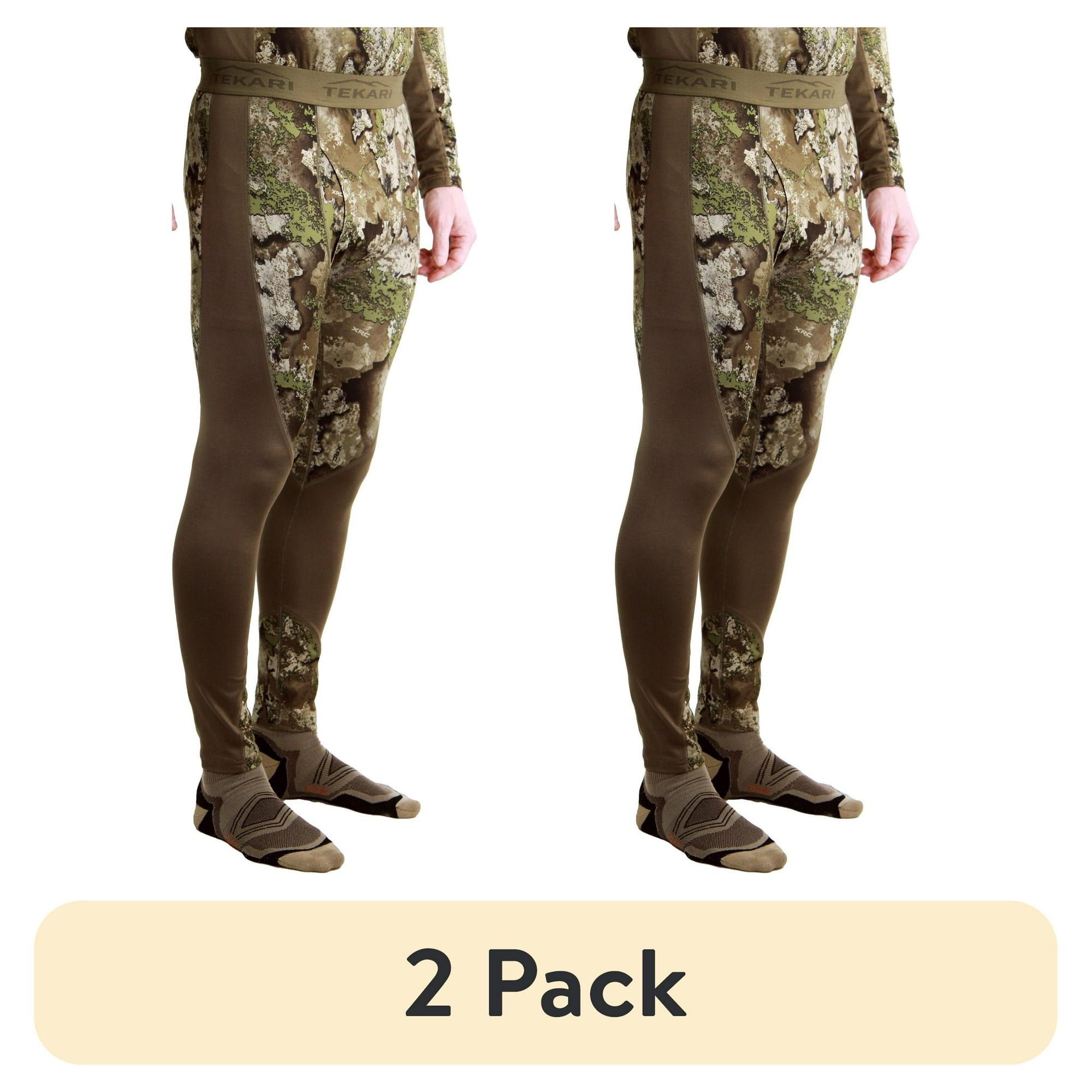 (2 pack) Tekari Men s Fleece Base Layer Hunting Pants M-XL