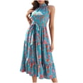 thumbnail image 2 of SMihono Robe Maxi Bohème d'Été pour Femmes Grande Taille Robe Décontractée Aguichant Mode Été Vintage Imprimé Col Halter Robe Longue de Resort Robe de Plage, 2 of 7