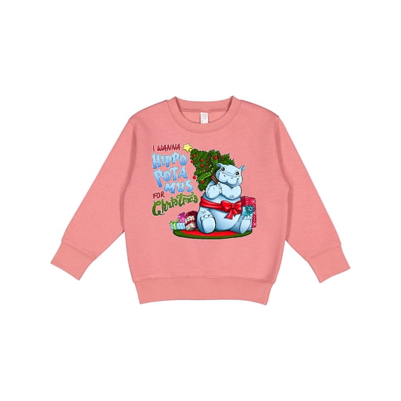 Inktastic I Wanna Hippopotamus for Christmas Cute Hippo Toddler Sweatshirt