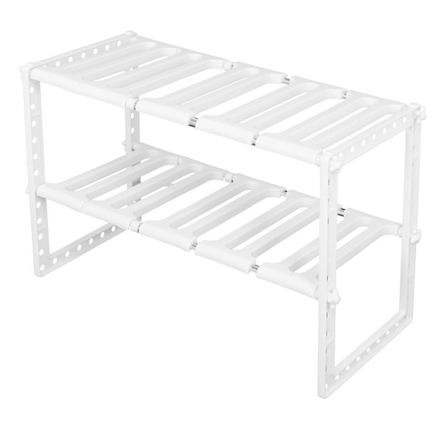 Estante organizador de fregadero de 2 niveles, estante telescópico de almacenamiento para cocina y baño