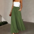 thumbnail image 2 of Minjewel Palazzo Pants for Women Bohemian Culottes - Elastic Waist Polka Dot Print Long Length, Wide Leg Pants for Women Casual Everyday Bottoms, Pants for Women for Summer,Army Green L, 2 of 5
