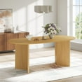 thumbnail image 3 of MAYEERTY 67x33.5x30in Oval Dining Table with V-Shaped Legs, Natural Wood Color, 3 of 7