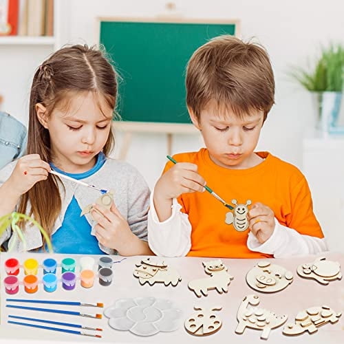 Glintoper 30 Kit de manualidades de pintura con imán de madera, pinta tus propios suminist Glintoper Glintoper