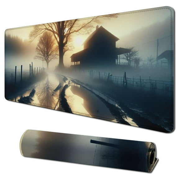 Extended Mouse Pad Gaming Keyboard Pad Large Desk Pad Non-Slip Rubber Base Mice Pad Misty Farmhouse Mousepad with Stitched Edges Mouse Mat for Office Desk Protector