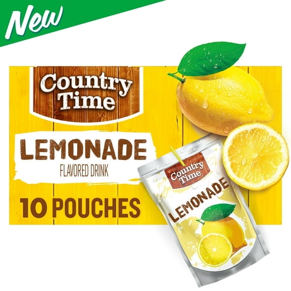 Country Time Lemonade Ready to Drink Flavored Drink Pouches, 10 Ct Box, 6 fl oz Pouches, Liquids, Pack of 2