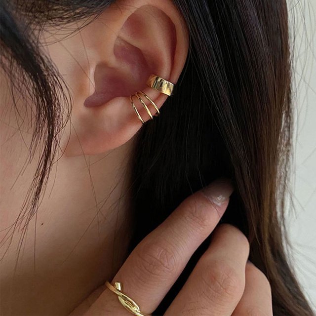 Pendientes de clip de oreja de perla multicapa, sencillos y combinables, elegantes, coreanos, de alta gama, estilo francés, retro, para mujer