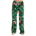 thumbnail image 2 of Christmas Pajama Pants for Women Christmas Printed Soft Pj Bottoms Comfy Casual Sleep Lounge Pants Elastic Waist Pjs Pants Green,M, 2 of 5