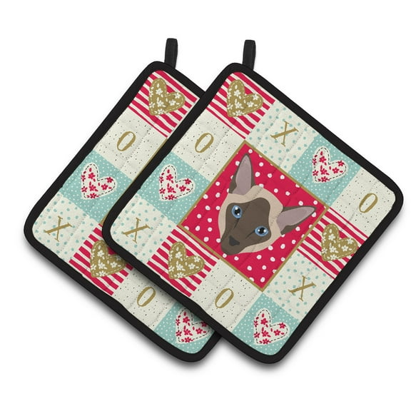 Carolines Treasures CK5162PTHD Siamese Modern Cat Love Pair of Pot Holders, 7.5HX7.5W, multicolor