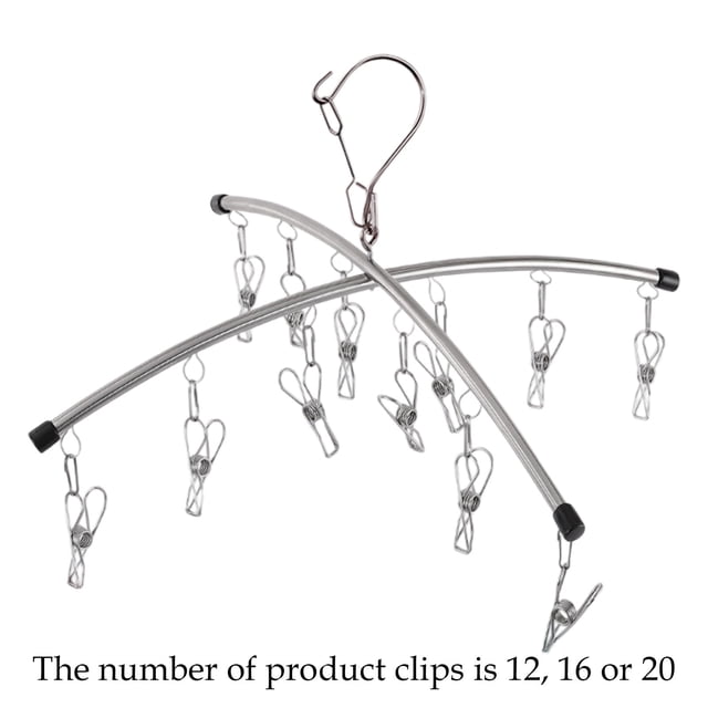 JJKBVCLO Functional Windproof Sock Clip Clothesline With 10 Clips Portable Folding Sock Rack Underwear Clothesline Rack Balcony Travel Versatile Slip Clothes Clip