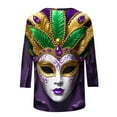 thumbnail image 6 of Cadancy Mardi Gras Shirt Women 3/4 Sleeve Trendy Crewneck Pullover Tunic Tops Rave Party Mask Print Carnival Blouse Casual Loose Holiday Outfits, 6 of 6