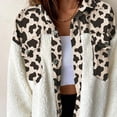 thumbnail image 3 of CEHVOM Mode Femmes Cardigan Patchwork Imprimé Léopard Veste en Peluche Manteau Liquidation, 3 of 6