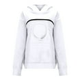 thumbnail image 6 of Luwomo Cat Pouch Hoodie Zipper Oversized Drawstring Sweatshirts Kitten Dog Pet Carrier Pocket Cozy Fashion Tops Clothes,White,M, 6 of 9