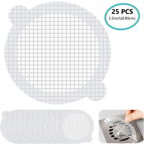 25PCS  Disposable Drain Covers - Hair Catcher Mesh Sticker Strainers for Shower Bathtub and Bathroom Sink Drains to Prevent Clogged Drains.(Grey)