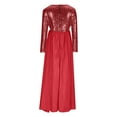 thumbnail image 4 of IROINNID Sequin Dress for Women Round- Neck Palette Suspenders High Waist Condole Gold Velvet High Waist Formal Dress Deals,Burgundy, 4 of 5