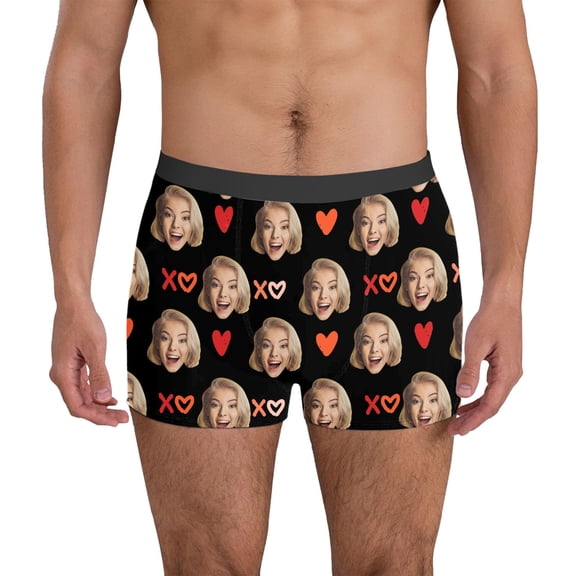 EliteGoogv Custom Boxers For Men Boyfriend Father Husband, Personalized Funny Boxers For Men Valentine'S Birthday Gifts Trunks Hot Pink L