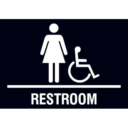 Bathroom Sign At Walmart womens restroom handicap accessible black horizontal sign - large Bathroom Sign At Walmart womens restroom handicap accessible black horizontal sign - large