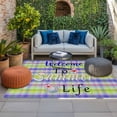 thumbnail image 2 of Colorful Plaid Outdoor Rug for Patio/Deck/Porch, Non-Slip Large Area Rug 4 x 6 Ft, Floral Farmhouse Shell English Text Indoor Outdoor Rugs Washable Area Rugs, Reversible Camping Rug Carpet Runner, 2 of 8